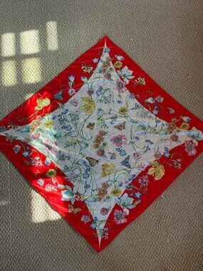 Botanical Garden Made in Italy Polyester Rolled Edge Scarf Bag Floral Garden